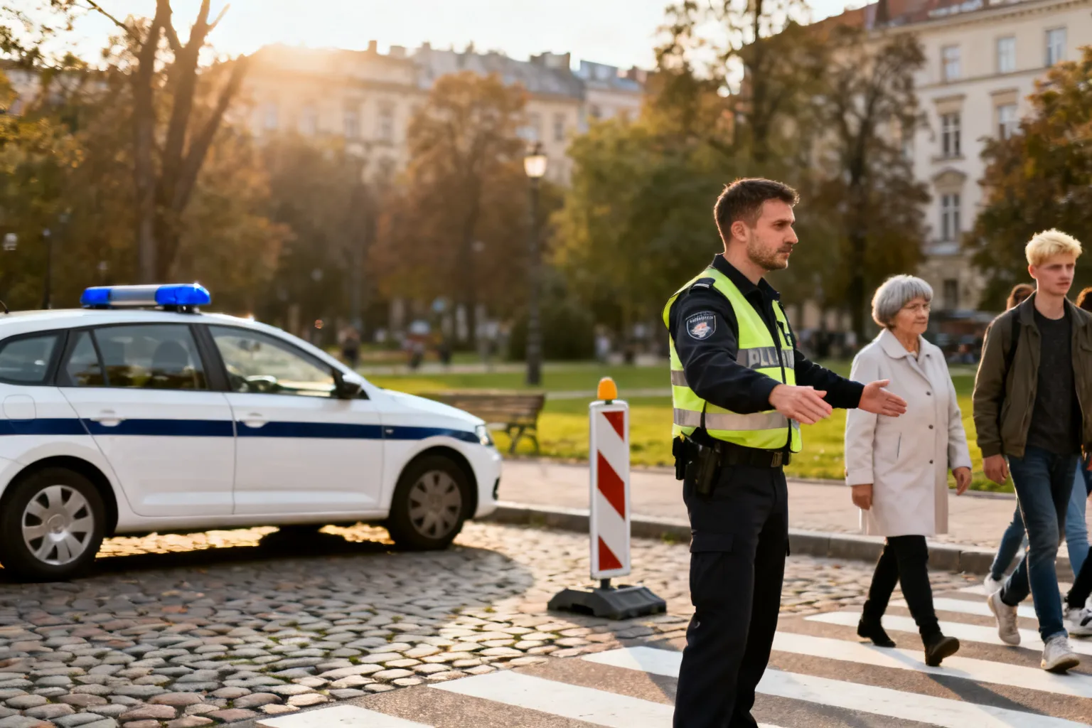 Policja i straż miejska wspierają ruch przy placu Krasińskich podczas weekendowych zmian