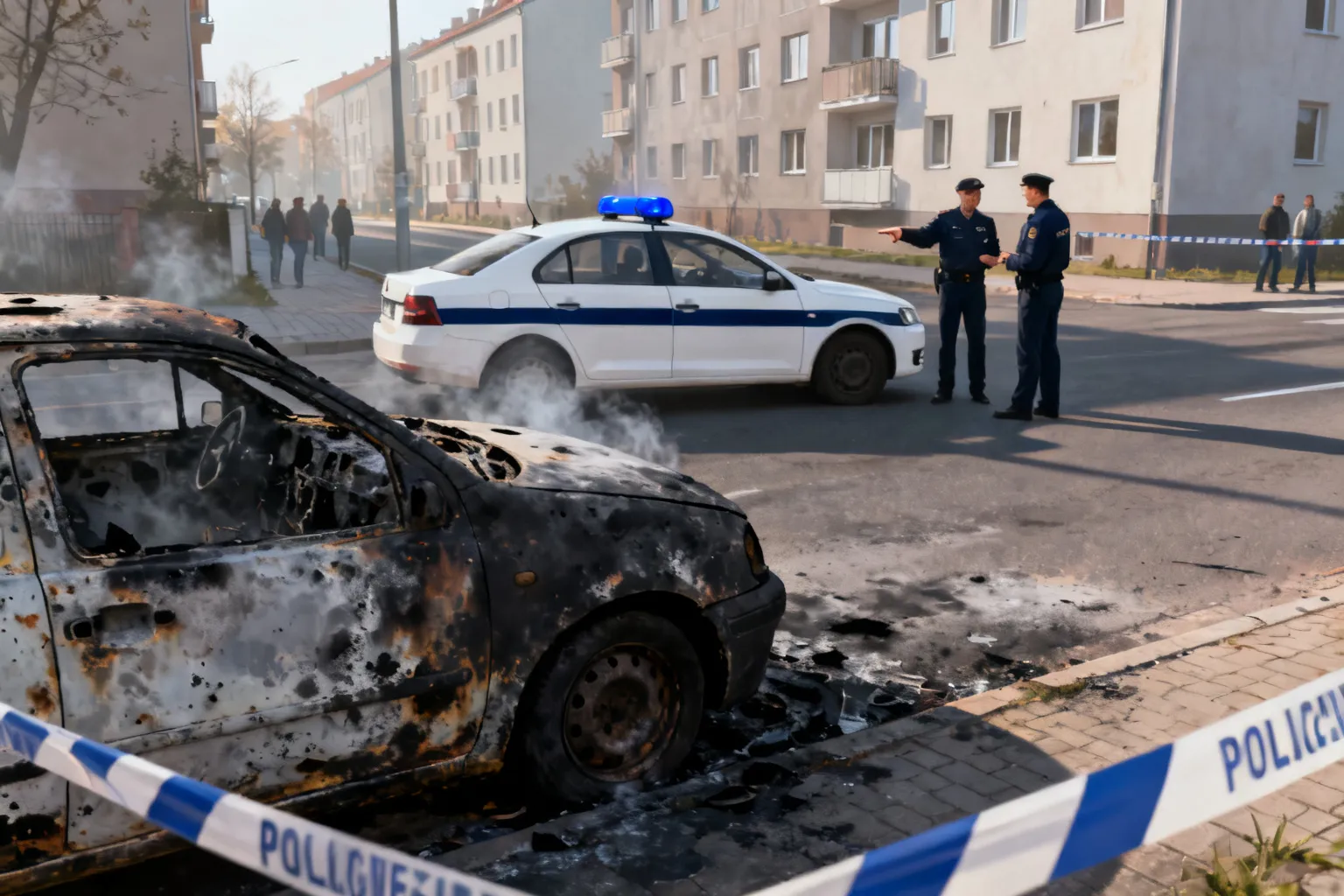 Podpalenie auta w rejonie KRP VII — trzech mężczyzn zatrzymanych