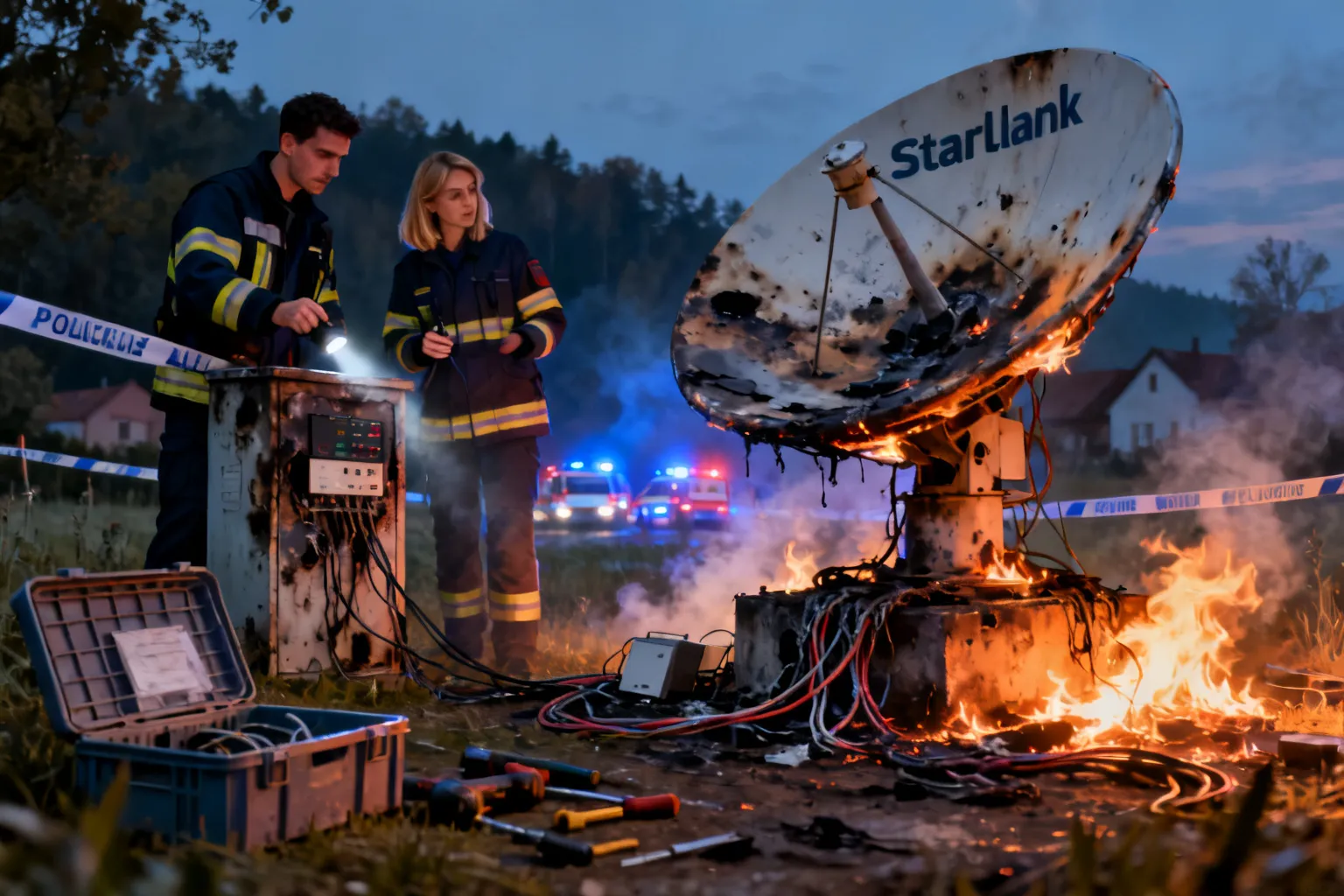 Pożar stacji Starlink w Woli Krobowskiej — ABW bada możliwy sabotaż