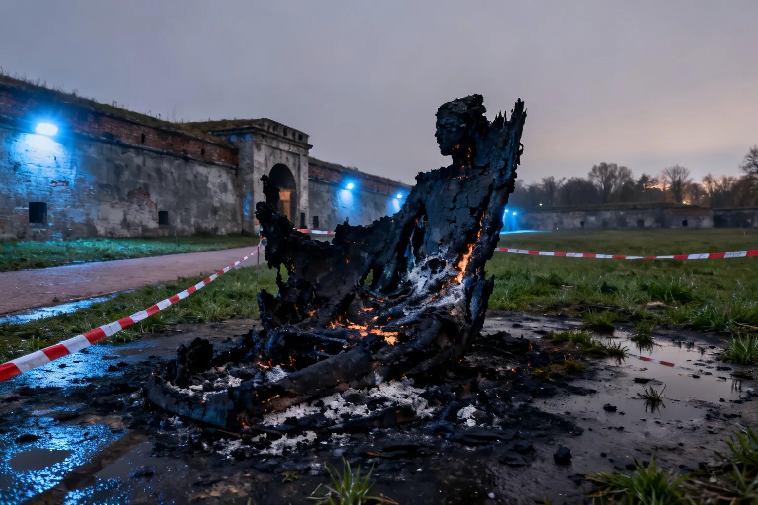 Pożar instalacji artystycznej Fort Wola Bemowo — ugaszono bez poszkodowanych