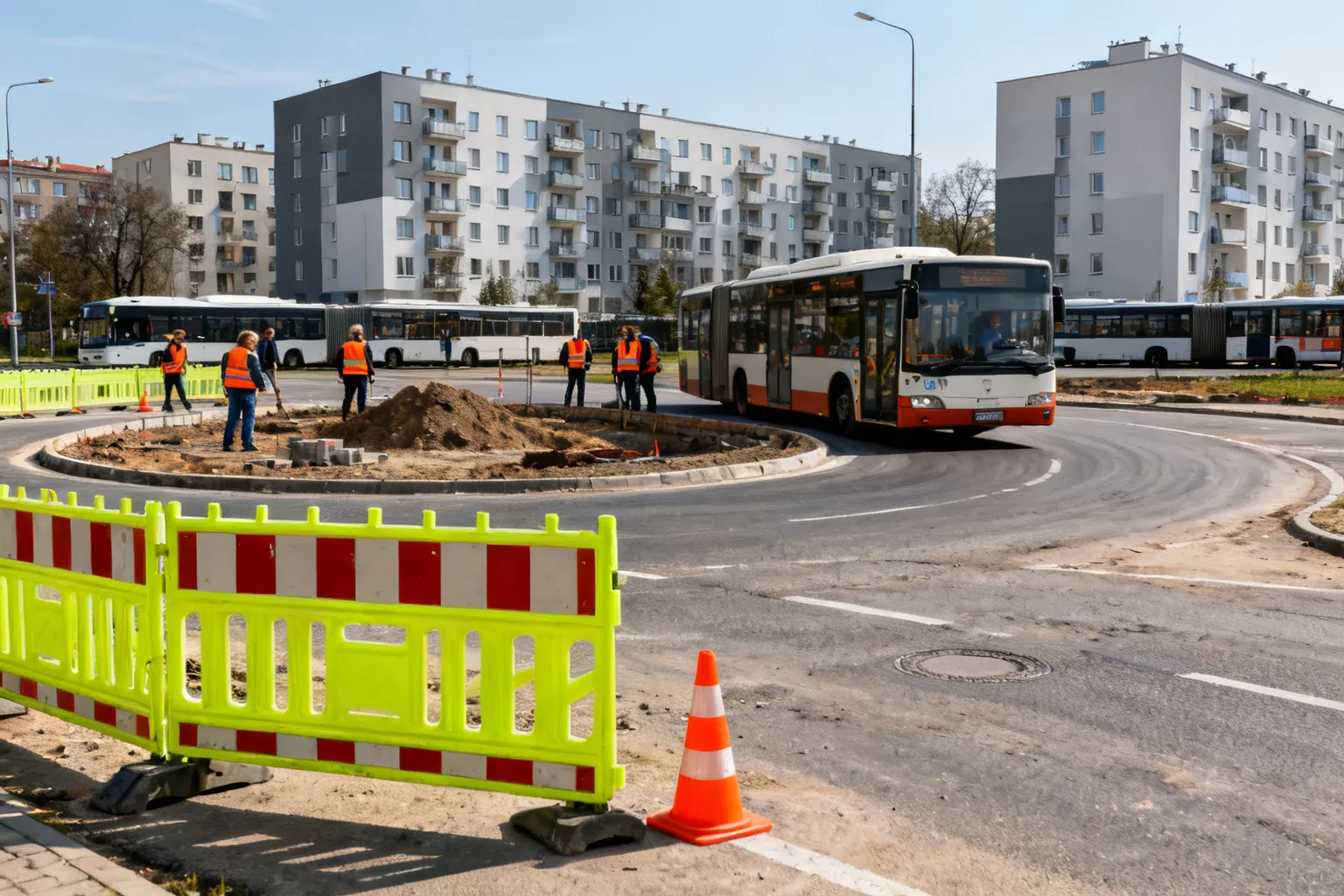 Remont ronda Wiatraczna w Warszawie utrudnia ruch i zmienia trasy autobusów